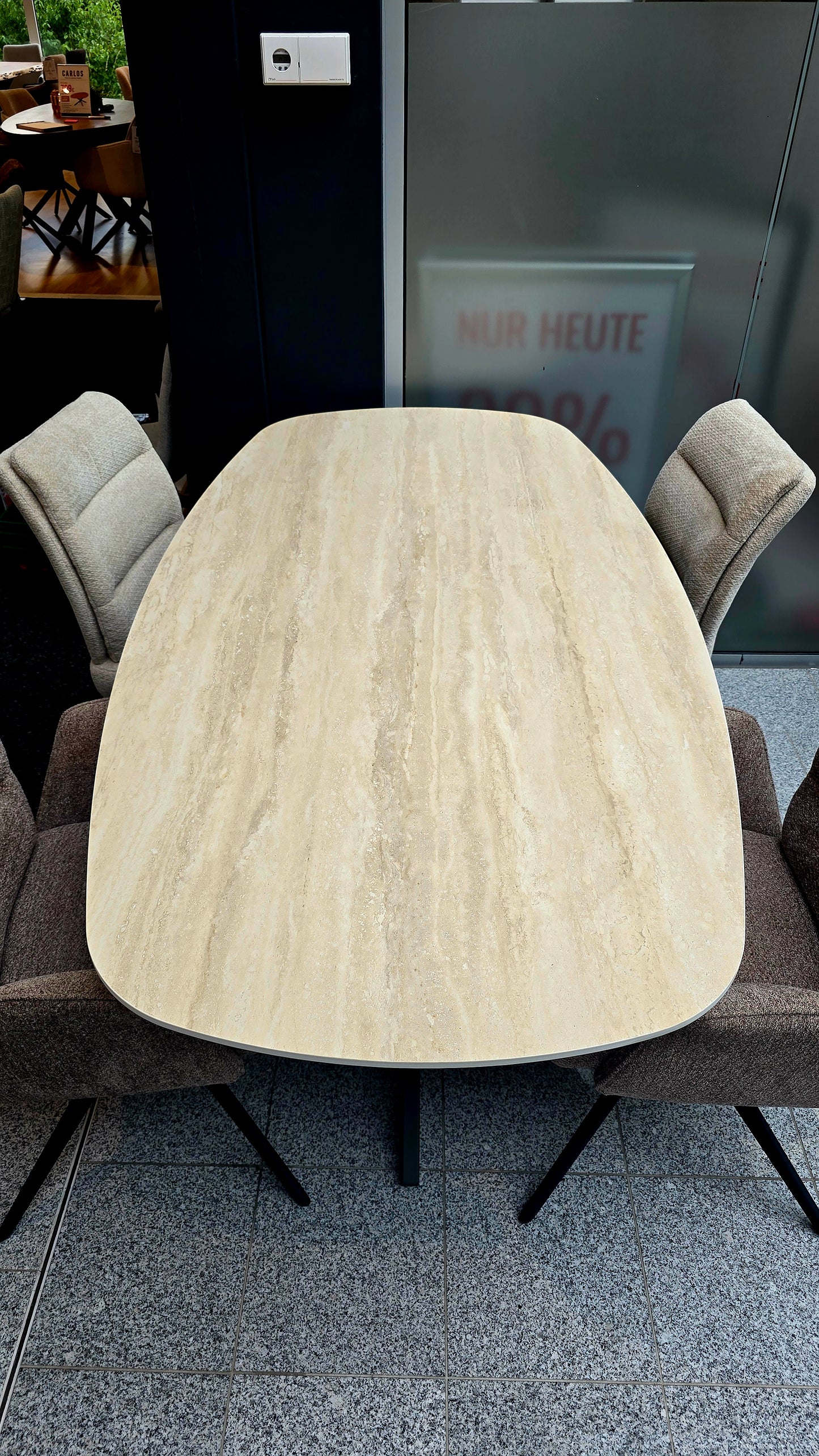 Esstisch ROMAN 180cm mit 3D Keramik in Travertinoptik