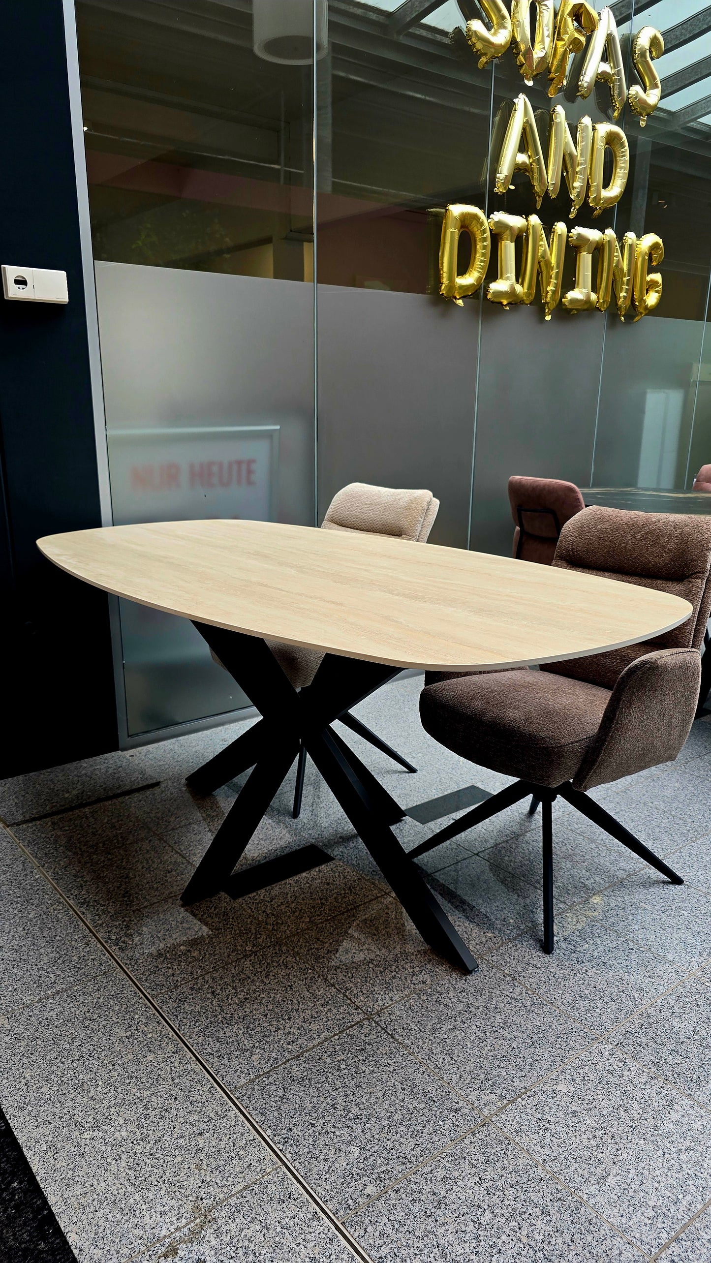 Esstisch ROMAN 180cm mit 3D Keramik in Travertinoptik