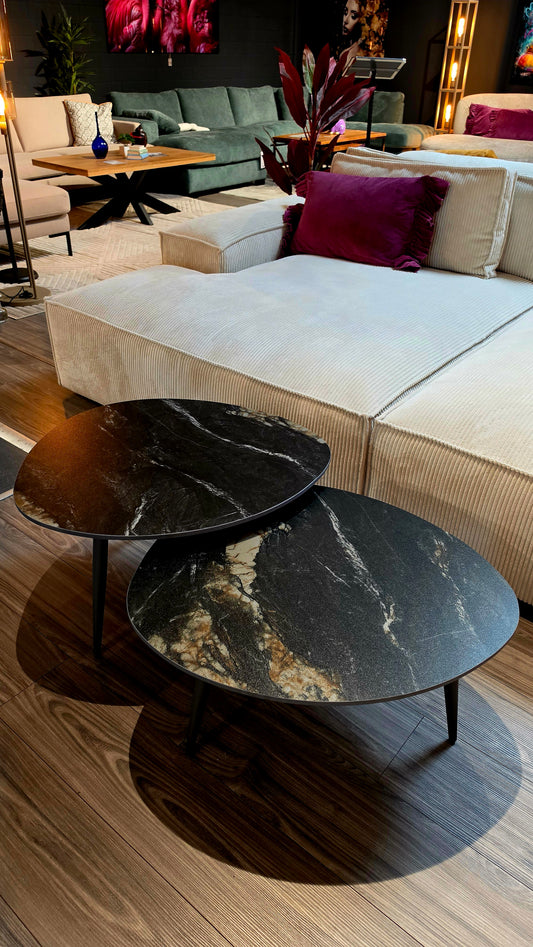 Couchtisch Fossil organisch 2er-Set