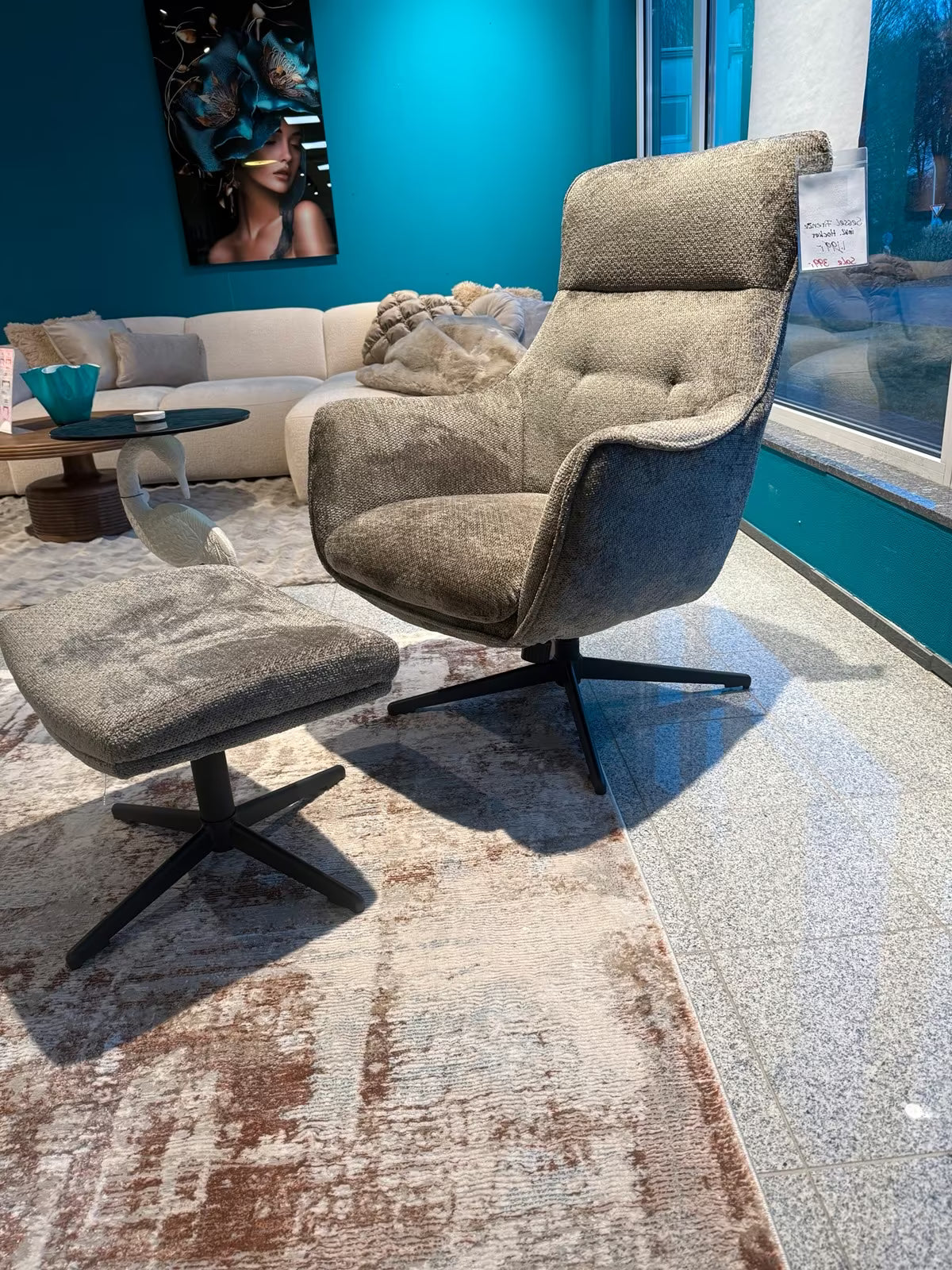 Sessel inkl. Hocker - drehbar & Schaukel-Funktion