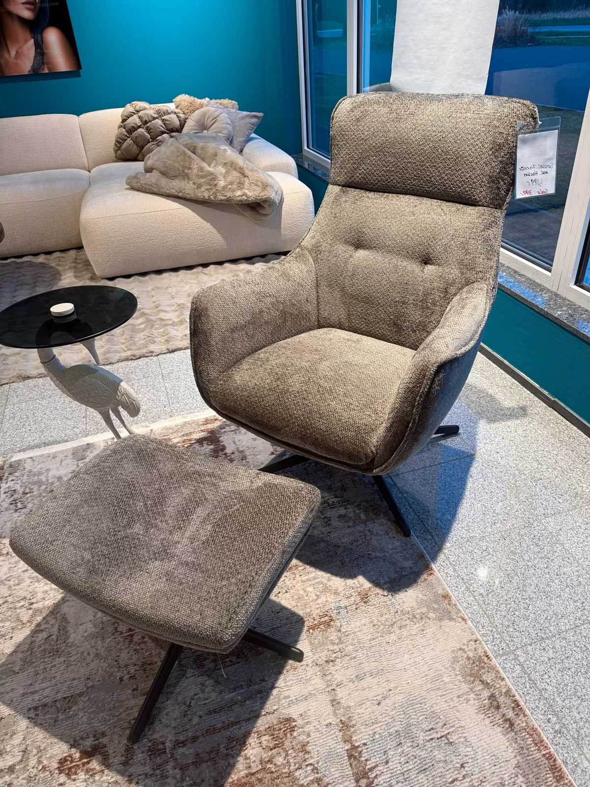 Sessel inkl. Hocker - drehbar & Schaukel-Funktion